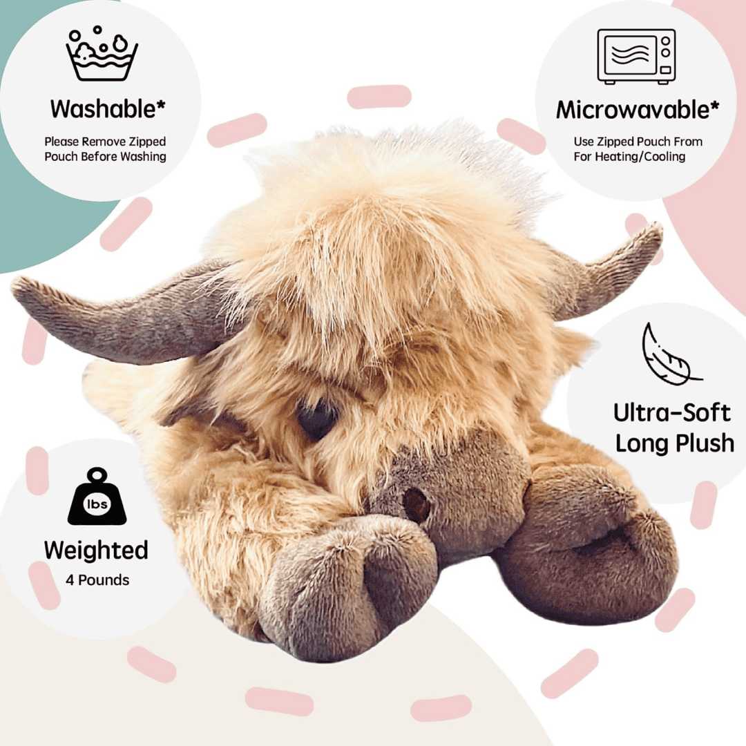 Qozy Weighted Highland Cow Plush